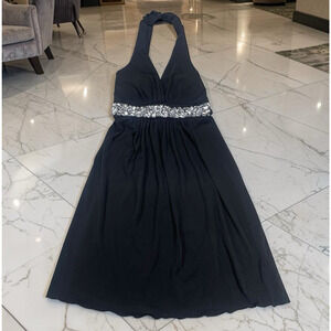 Y2K Chiffon Glam Fairy Halter Babydoll Empire Cocktail Dress Sz Small Clubwear